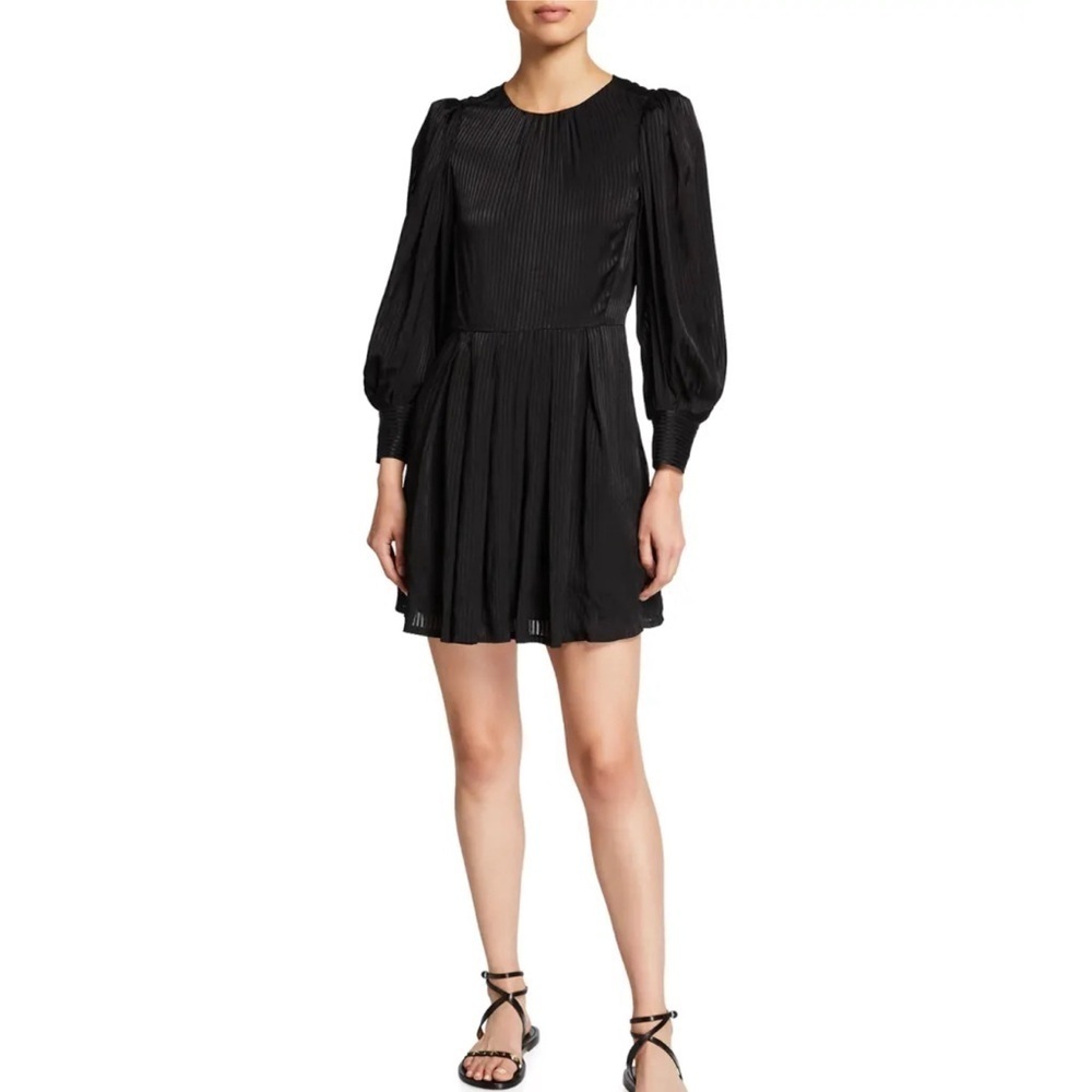 Rebecca Taylor Long-Sleeve Shadow Stripe Viscose Dress